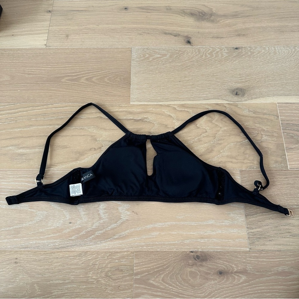 La Blanca Black Island Goddess Keyhole Swim Swimsuit Bikini Top Halter Small 4 - Picture 6 of 8